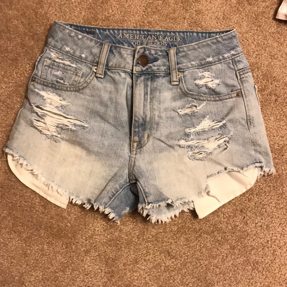 light wash ripped jean shorts